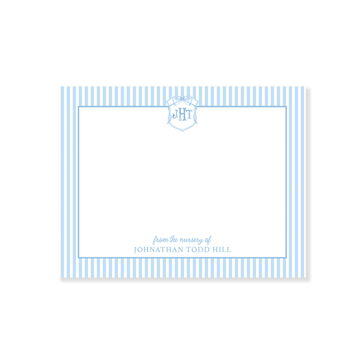 Ribbon Crest Nursery Notecard - Blue