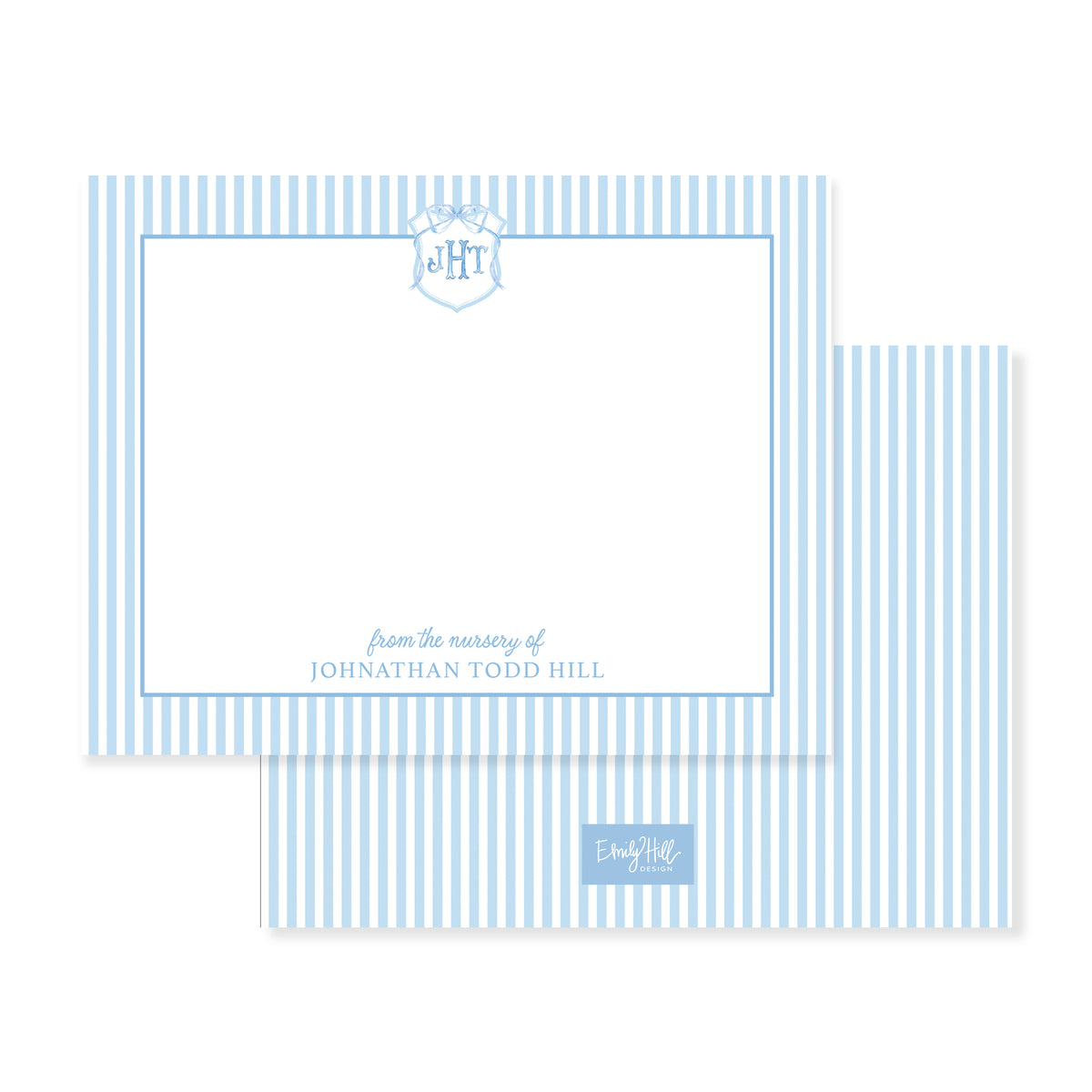 Ribbon Crest Nursery Notecard - Blue
