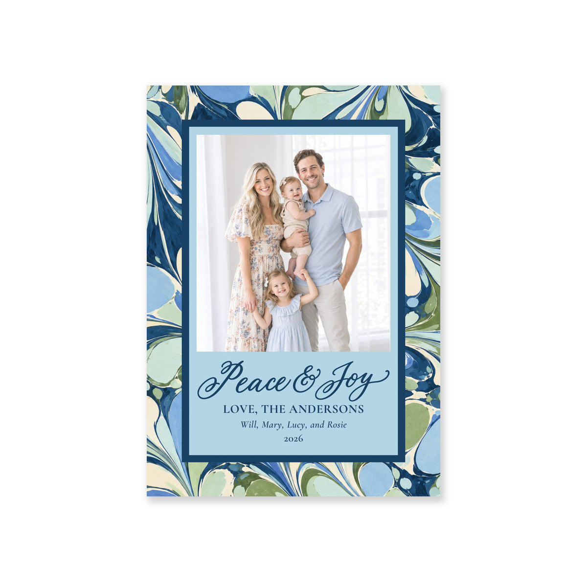 Blue Spruce Marble Christmas Card