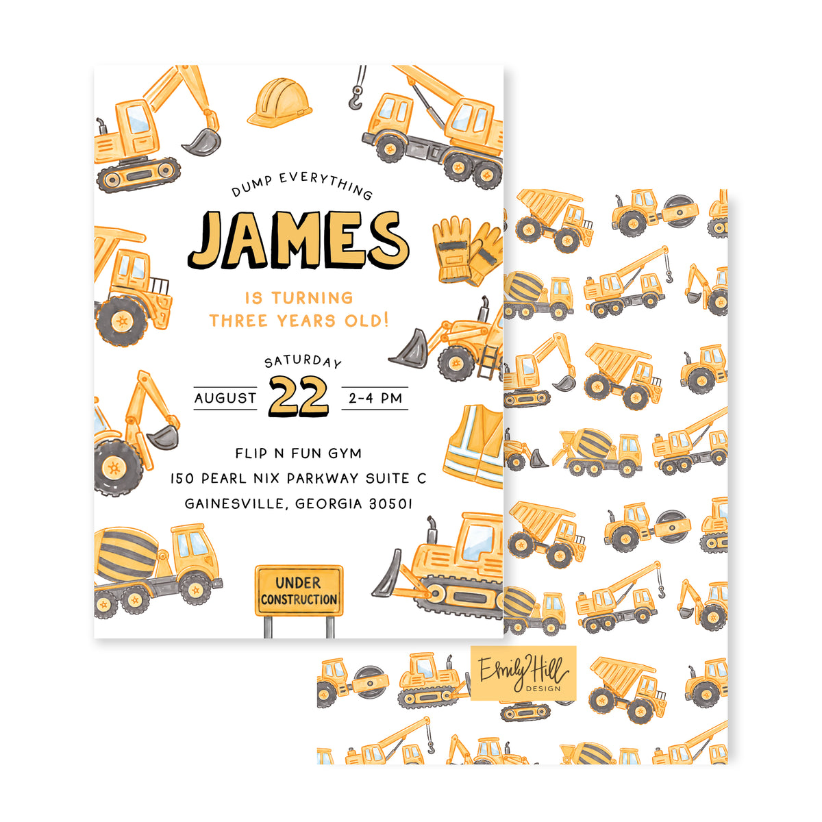 Construction Birthday Invitation