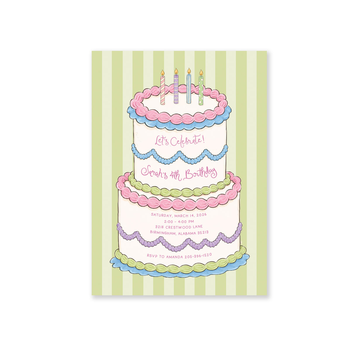 Fancy Cake Birthday Invitation