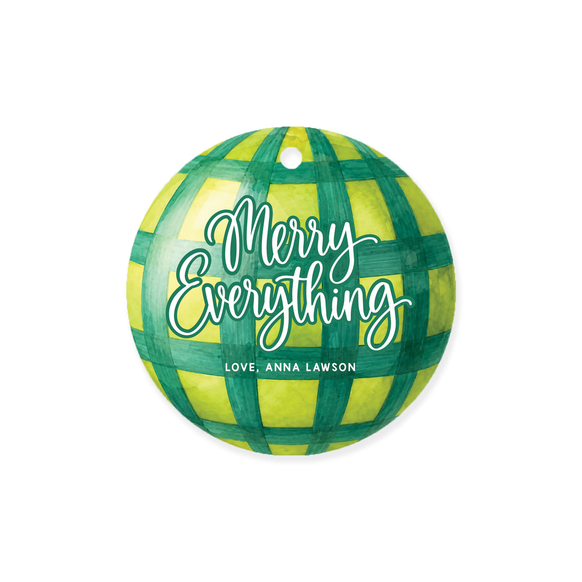 Green Gingham Bauble Gift Tag