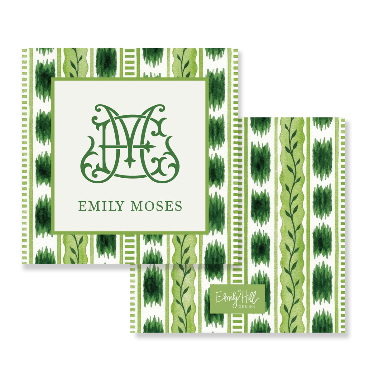 Vineyard Stripe Enclosure Card - Green