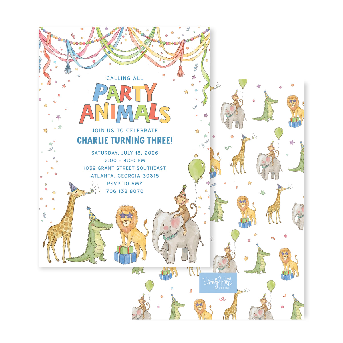 Party Animals Birthday Invitation