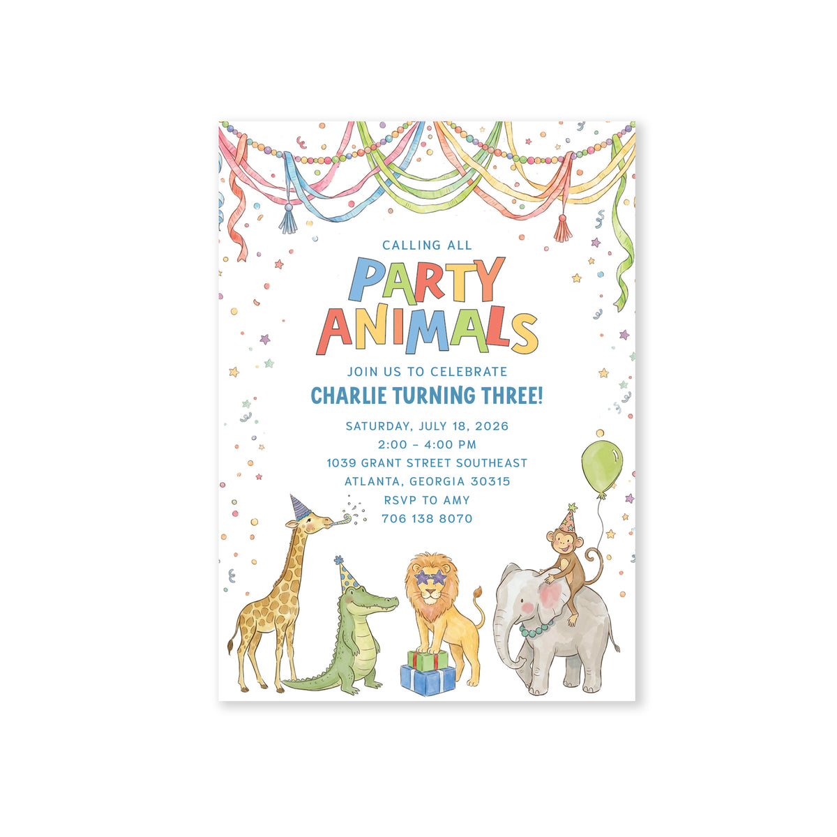 Party Animals Birthday Invitation