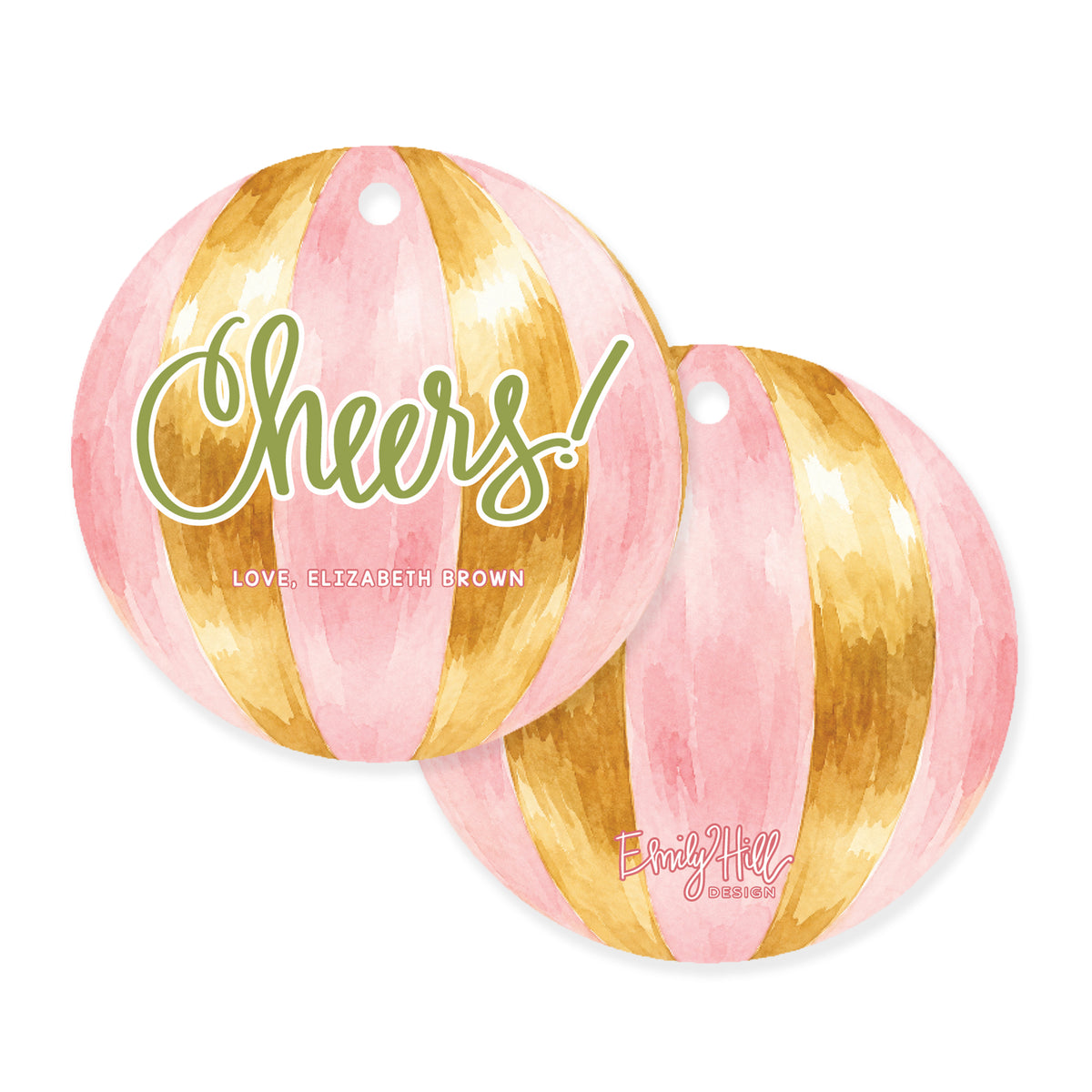 Pink Champagne Bauble Gift Tag