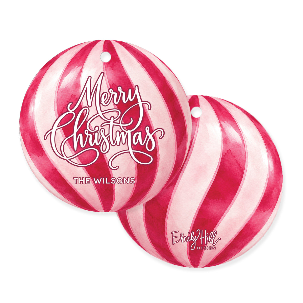 Pink Peppermint Bauble Gift Tag