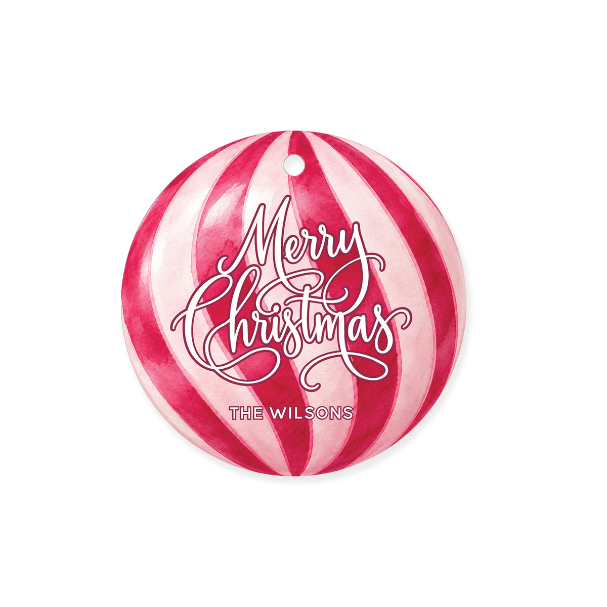 Pink Peppermint Bauble Gift Tag