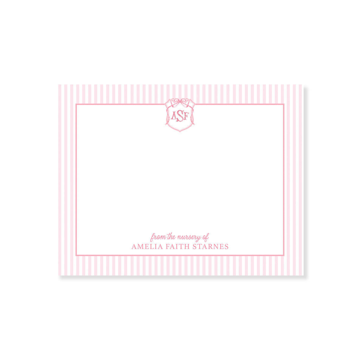 Ribbon Crest Nursery Notecard - Pink