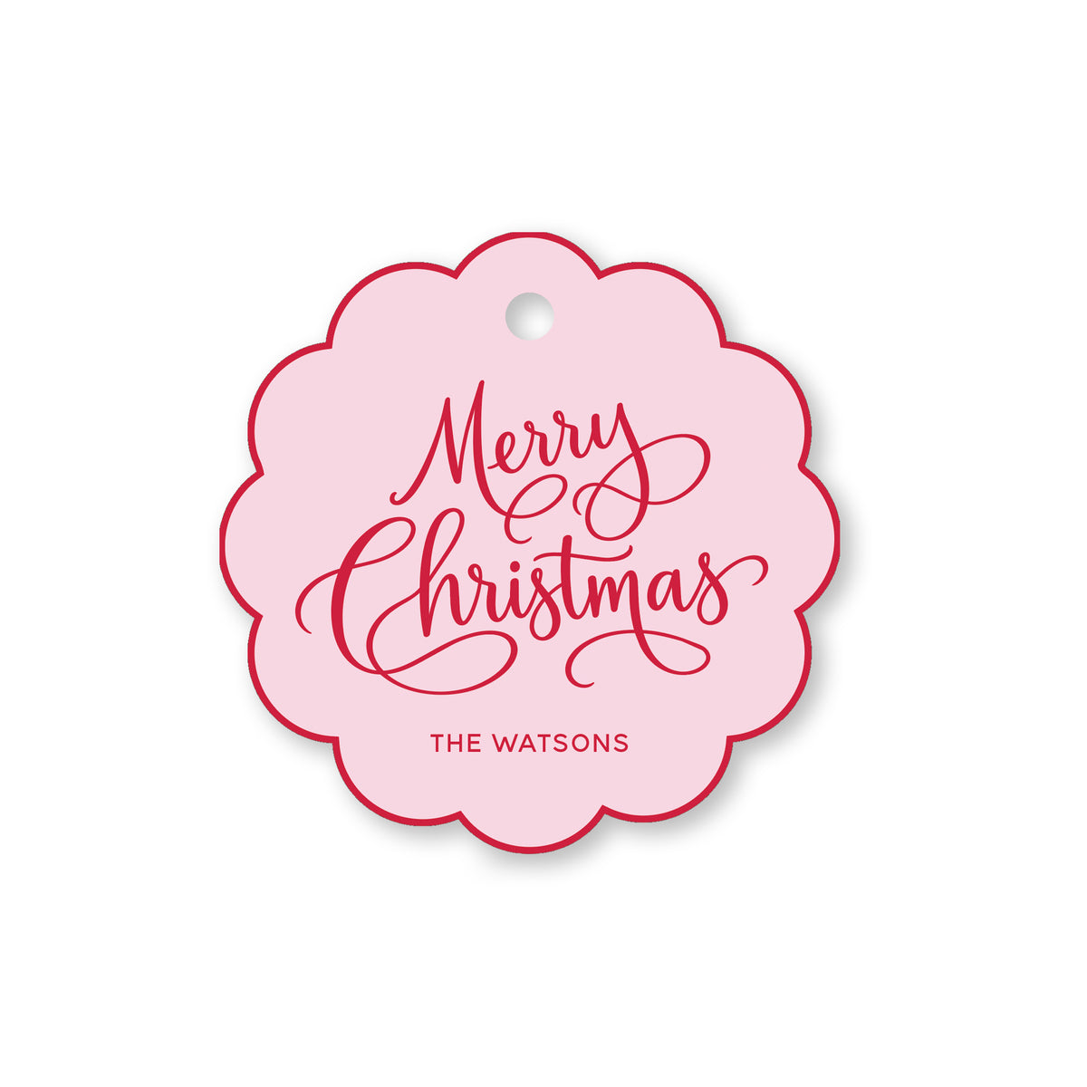 Scalloped Merry Christmas Gift Tag - Red