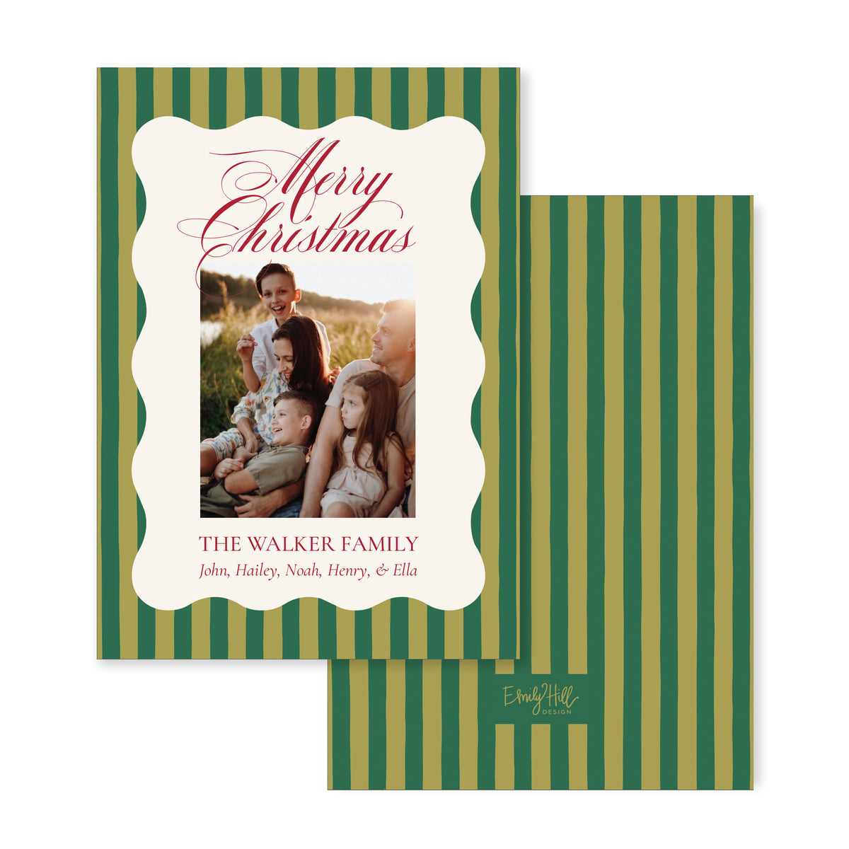 Wavy Frame Striped Christmas Card