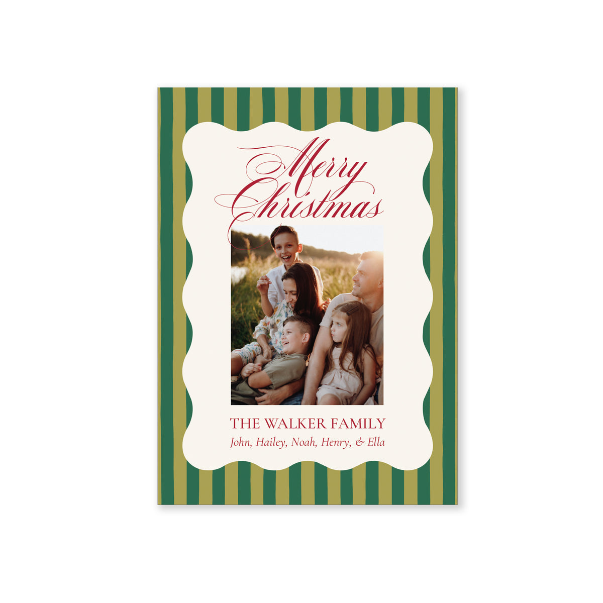 Wavy Frame Striped Christmas Card