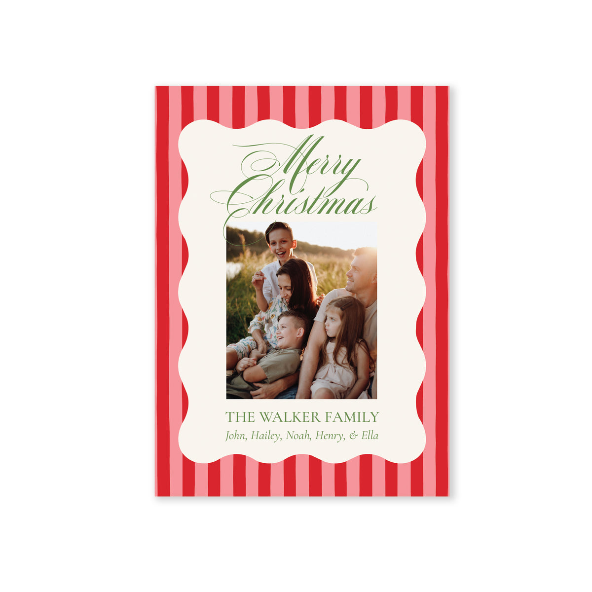 Wavy Frame Striped Christmas Card
