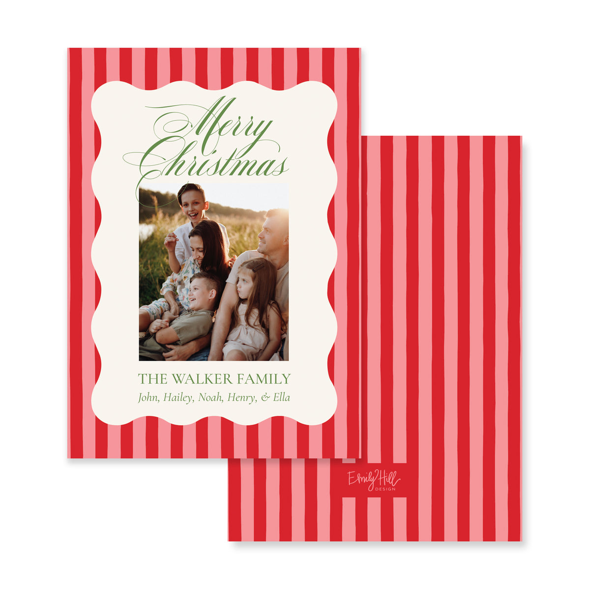 Wavy Frame Striped Christmas Card