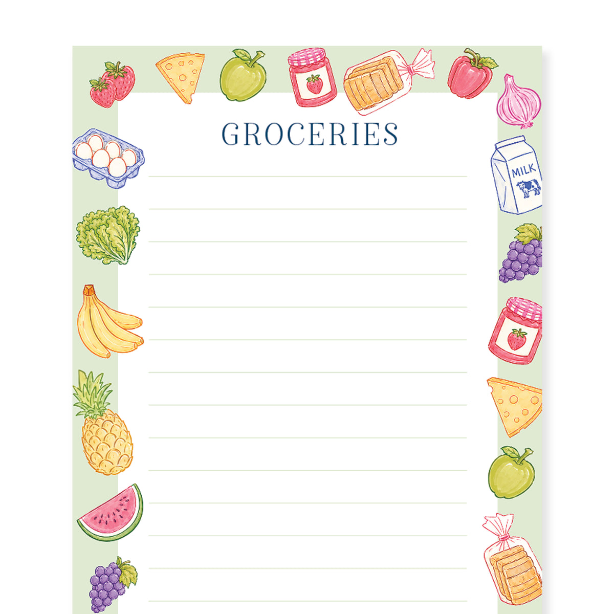Narrow Grocery List Notepad